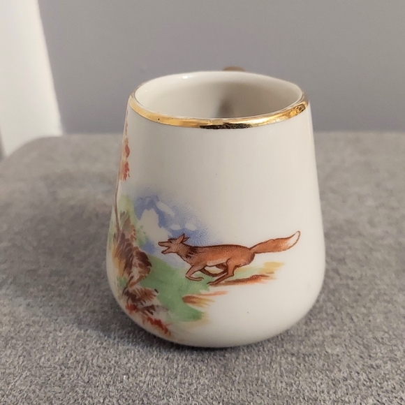 Vtg Dixon Art Studio Demitasse Cup Running Fox Small Vase 22k Gold Accent - Picture 2 of 9
